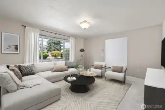 Main Home - front living room. (Home has been virtually staged)