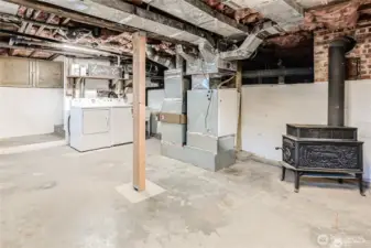 Woodstove in basement