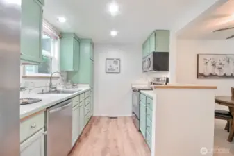 Kitchen with painted cabinets and stainless appliances