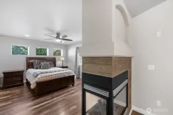 Primary suite has double sided-fireplace
