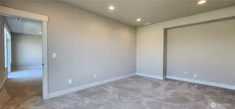 Bedroom 3 with walk-in closet off of downstairs rec room