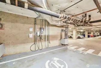 The Vine offers 2 electric car chargers in the common garage.