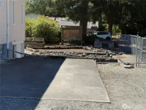 The RV parking.. Has electric and clean out hook up,  They have had a 38 foot RV parked there,