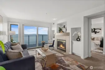 Enjoy spectacular Sound and mountain views from the living area and the Primary Suite!