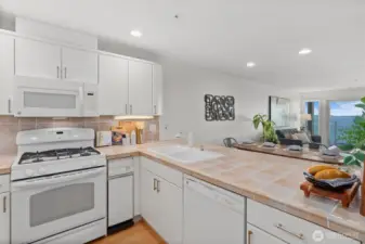 Entertain from the kitchen that opens to the living area.
