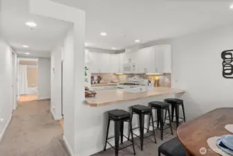 The breakfast bar has seating for four!