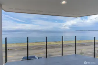 The large view deck was recently updated with beautiful glass railings.