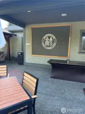 Outside seating at Alderbrook golf and yacht club.