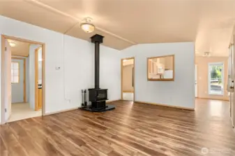 Wood stove to create ambiance and keep your energy bills low.