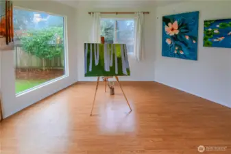 Private studio with sliding door entry—originally built as an artist’s space and perfect for a home office, gym, or creative retreat.
