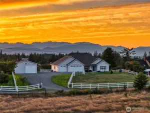 Sunset over the mountains. Perfect to take in from the brand new back deck.