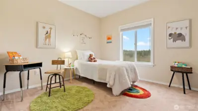 Large second bedroom overlooking the mountains.