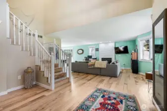 The living room to the right of the  front door.