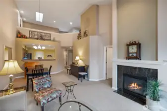 Cozy fireplace in main living room.