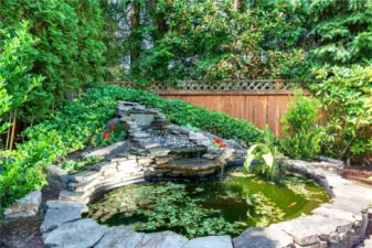 Water feature offers water fall and pond