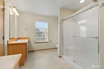 Large Shower, Dual Vanities, & Walk-in Closet