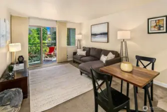 Enjoy an easy entertaining space that leads to your oversized balcony