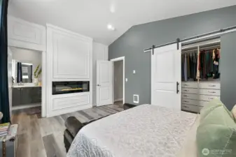 electric fireplace in primary