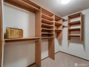 Large walk in closet right off the primary bed and bathroom.