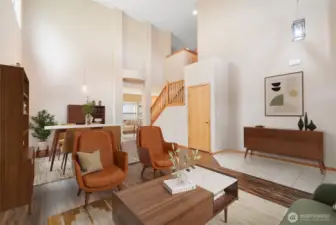 Another view of the beautiful entry and Living and dining room!