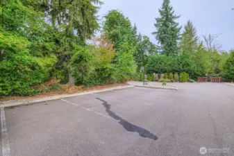 Ample guest parking is adjacent to the protected area