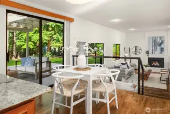 A sunny and spacious nook for informal meals or after-school studying.