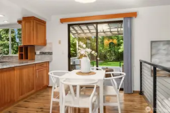 The slider connects to the backyard deck.