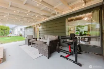 Patio freshly painted concrete