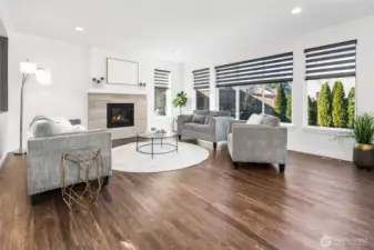 Family room with gas fireplace.