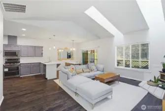 open living and kitchen