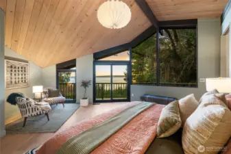 Serene Puget Sound & Vashon Island views from the primary bedroom