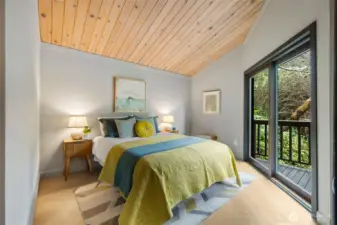 Guest bedroom with room for a queen (bed)! Slider to deck and double closet