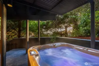 Completely private hot tub on lower level deck