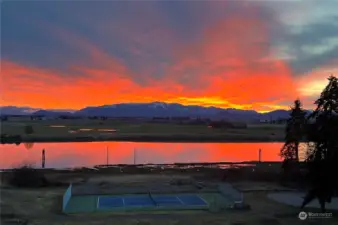 Sunrise view overlooking pickleball court- photo cred Curt Marble