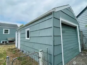 Alleyway view of garage