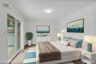 Room connected to balcony on upper level