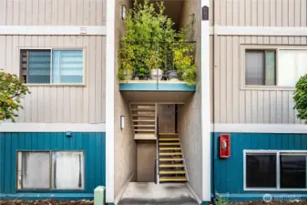 Returning to the outside, this view shows the easy access to the home from the parking area.