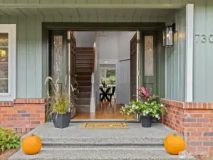 A nicely sized front porch allows for plenty of gorgeous flower pots throughout the seasons.