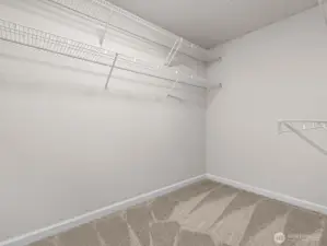 The nice sized walk in closet has an abundance of space for your wardrobe.