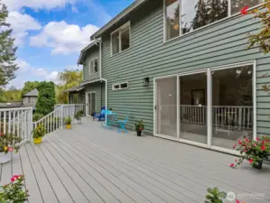 The massive composite deck awaits the laughter of you, your neighbors, guests and loved ones.