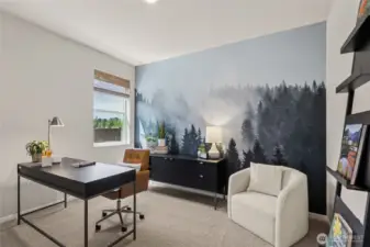 Main floor bedroom and 3/4 bath for guests. Actual home is under construction and finishes, materials, and colors will vary. See site agent for details.