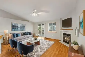 Virtually staged large family room