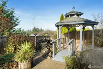 Large lighted gazebo with fan