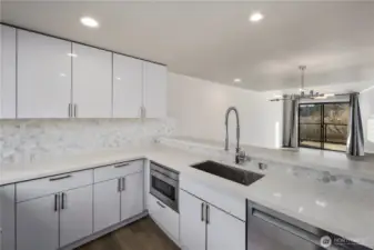 Tall White Cabinets to store all of your dishes and glassware