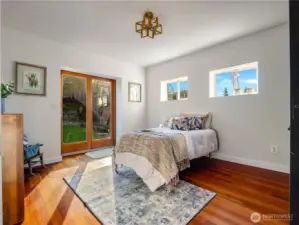 The second bedroom has private views of the back yard.
