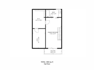 Top floor floor plan. Massive walk-in closet.