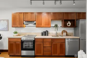 Stainless appliances including a dishwasher