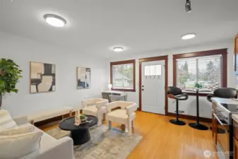 Dining are could easily be on either side of the door