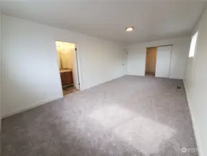 Large Primary Bedroom view with   Huge Walk in Closet