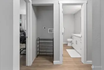 Hallway with storage & hookups (no longer allowed)